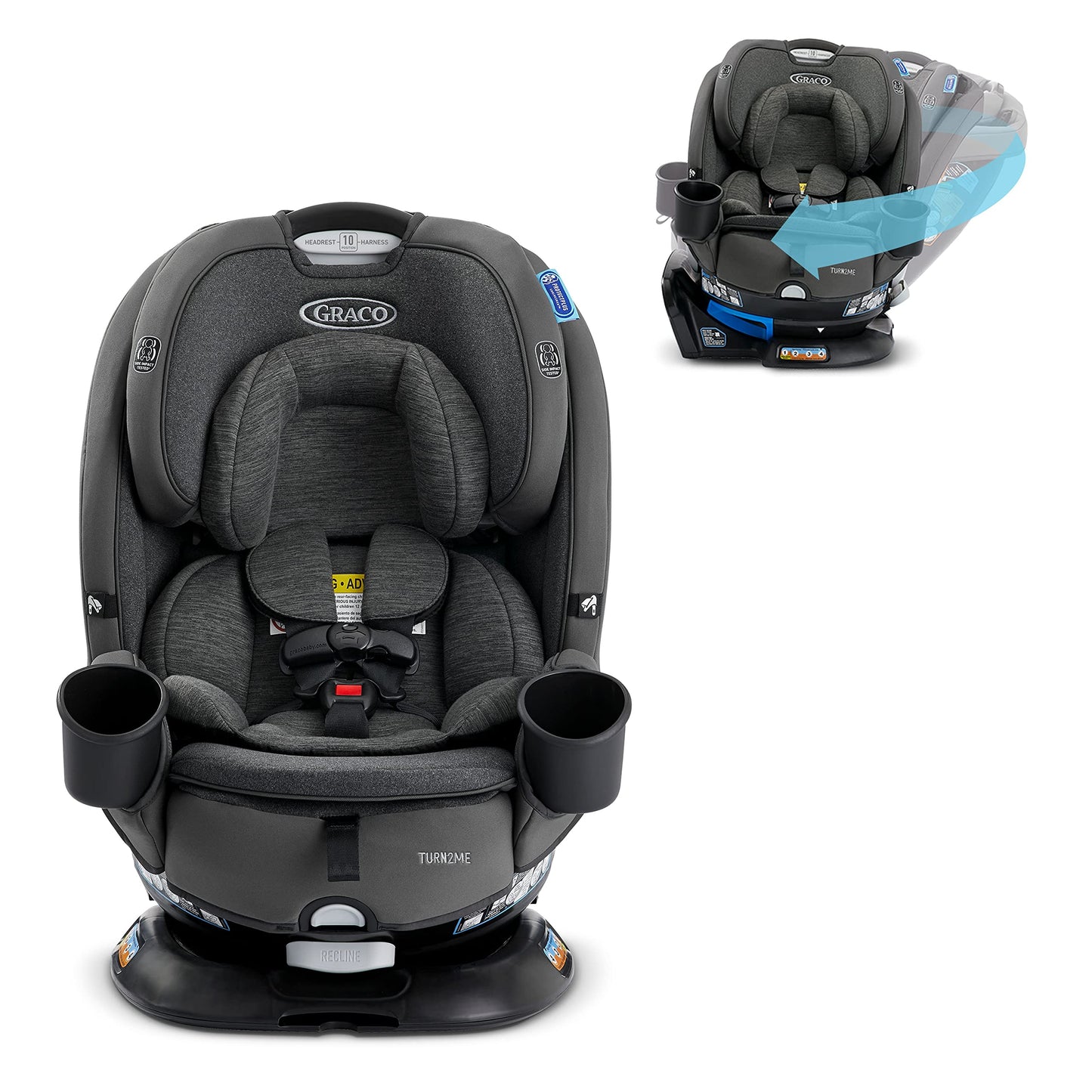 Graco Turn2Me 3-in-1 Convertible Car Seat, Rotating Seat feature, with Rear-Facing, Forward-Facing and Highback Booster options in Cambridge