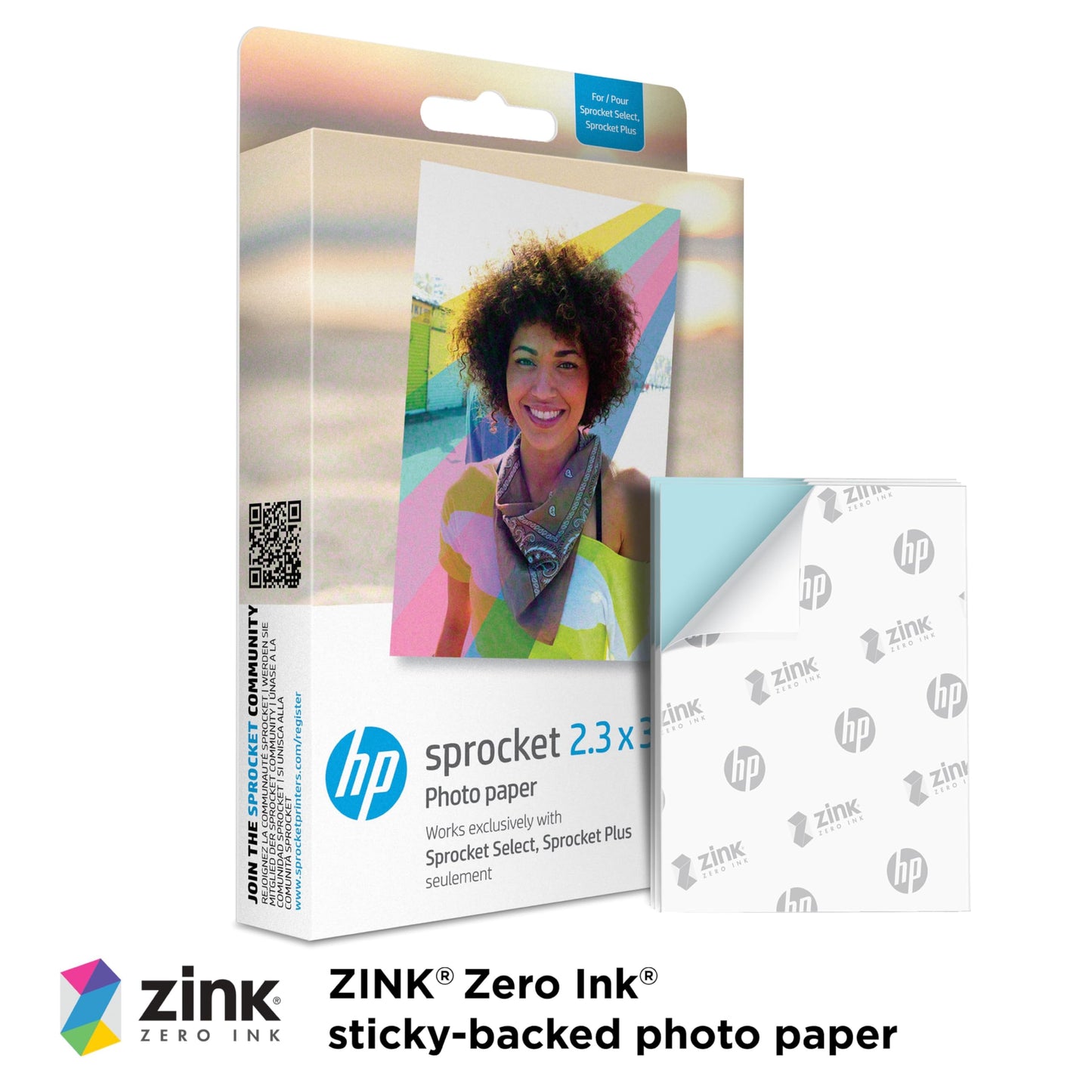 HP Sprocket Select Portable 2.3x3.4" Instant Photo Printer (Eclipse) Print Pictures on Zink Sticky-Backed Paper from your iOS & Android Device.,White