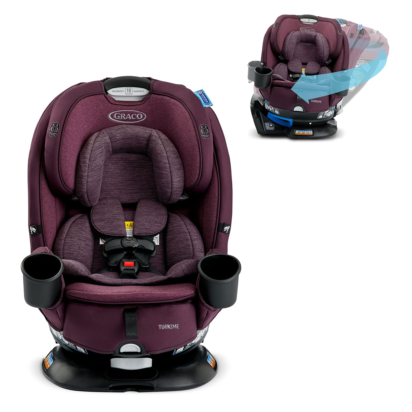 Graco Turn2Me 3-in-1 Convertible Car Seat, Rotating Seat feature, with Rear-Facing, Forward-Facing and Highback Booster options in Cambridge