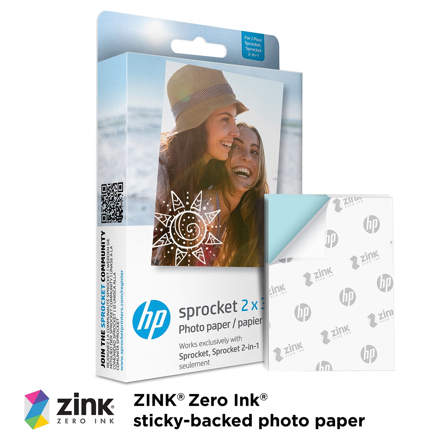 HP Sprocket Select Portable 2.3x3.4" Instant Photo Printer (Eclipse) Print Pictures on Zink Sticky-Backed Paper from your iOS & Android Device.,White