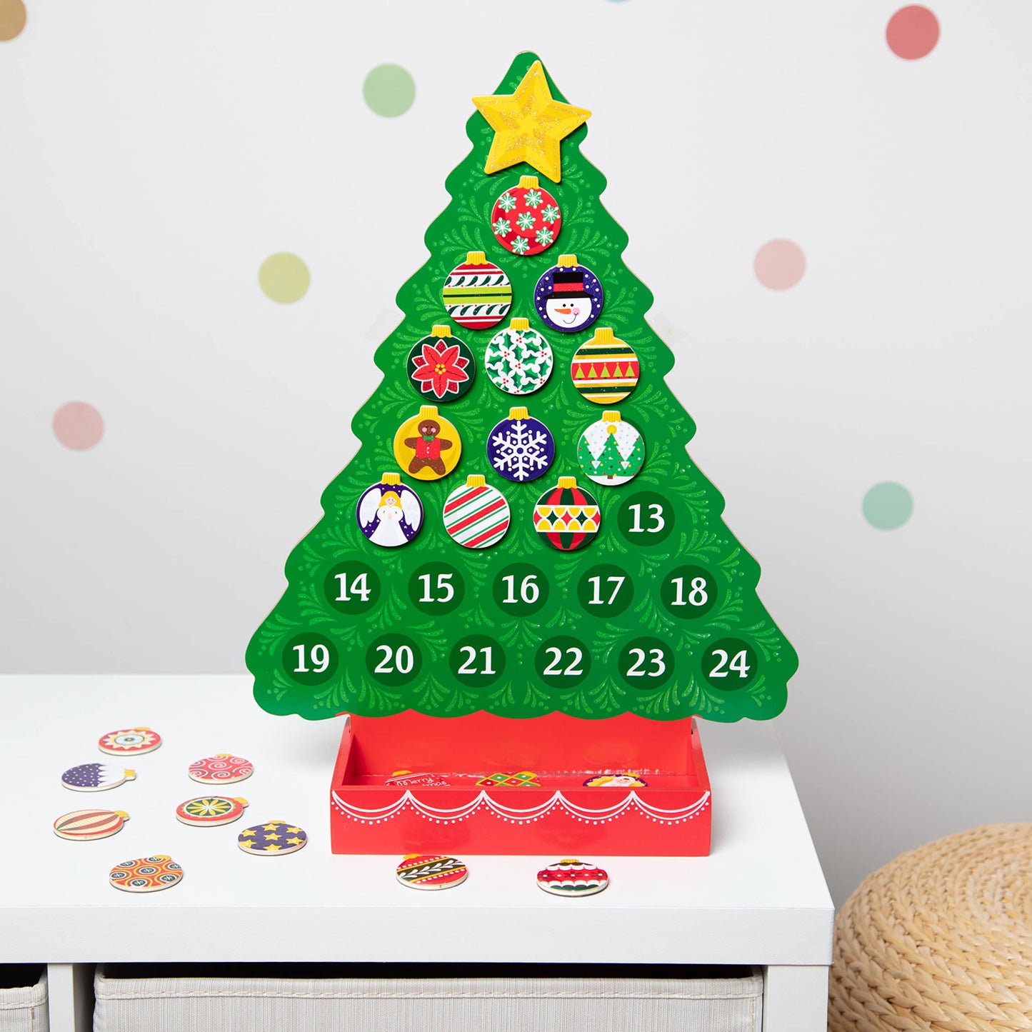 Melissa & Doug Countdown to Christmas Wooden Advent Calendar - Magnetic Tree, 25 Magnets , Orange