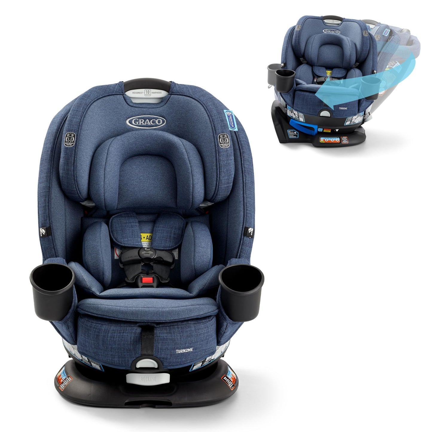 Graco Turn2Me 3-in-1 Convertible Car Seat, Rotating Seat feature, with Rear-Facing, Forward-Facing and Highback Booster options in Cambridge