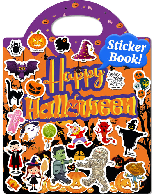 Benresive Halloween Reusable Sticker Book for Toddlers 2-4 Year, Travel Halloween Stickers for Kids, Waterproof Sticker Books for Toddlers 1-3, 38 Pcs Crafts Activities for Todddlers 1-3 2-4 3-5