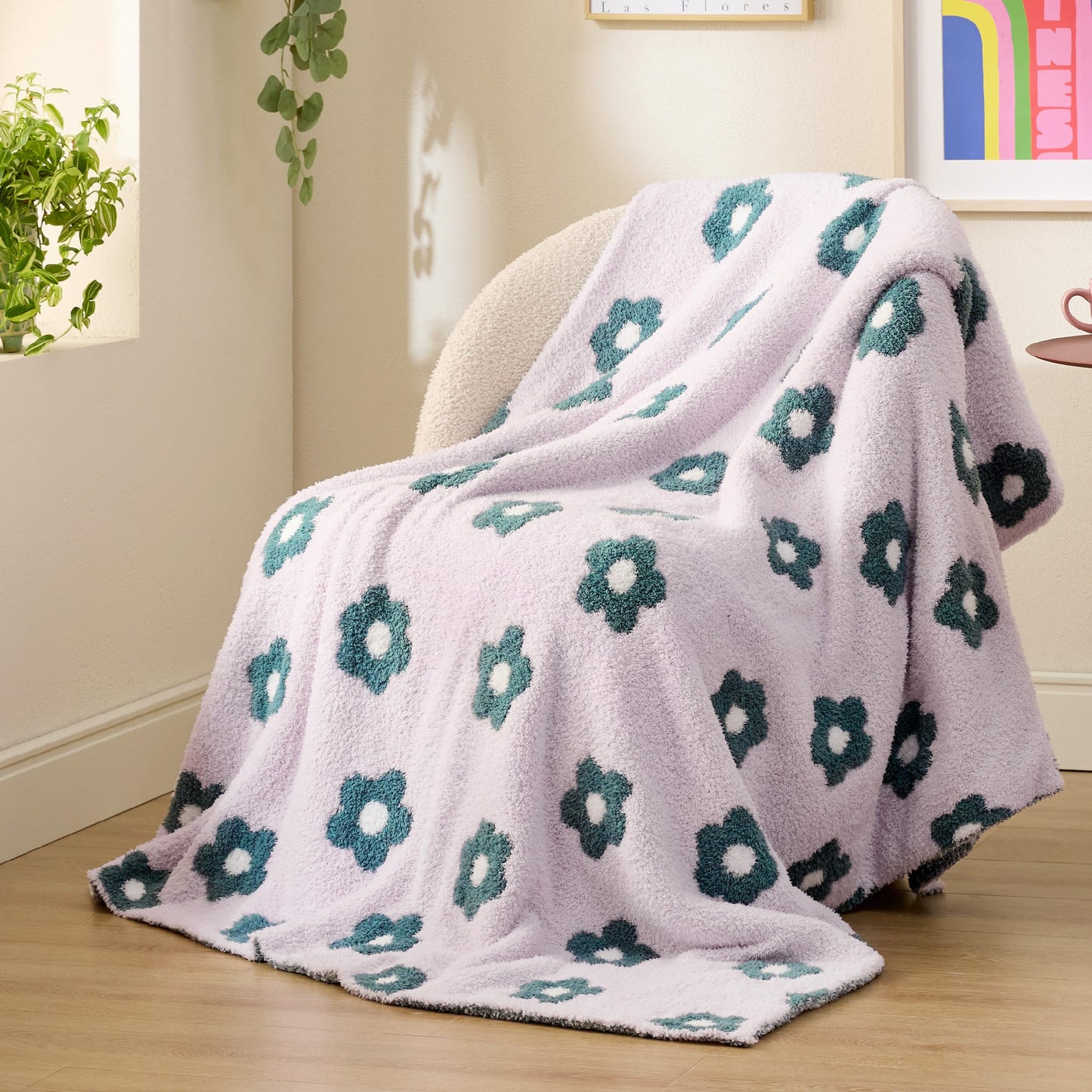 Bedsure Checkered Throw Blanket - Super Soft Knit Breathable Throw Blanket, Warm Cozy Fluffy Lightweight Summer Blanket for Couch Sofa Bed (50" x 60")