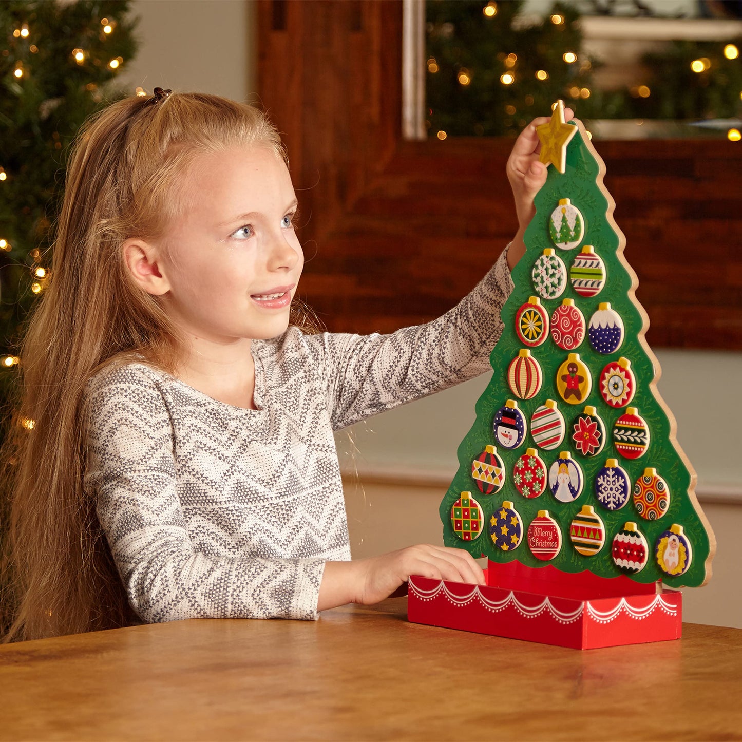 Melissa & Doug Countdown to Christmas Wooden Advent Calendar - Magnetic Tree, 25 Magnets , Orange